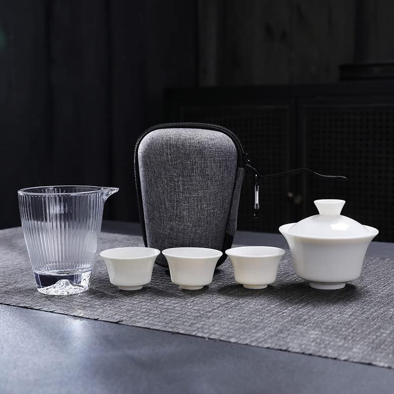 Керамички чај чај чај сетови за возрасни бел керамички чајник постави патувања чај сет керамички страничен сад