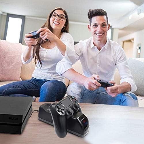 PS4 Контролер Полнач СО Екран За Прикажување На Статусот На Полнење, Puning PS4 Двојна Полнач Станица СО USB Кабел За Полнење, Playstation4