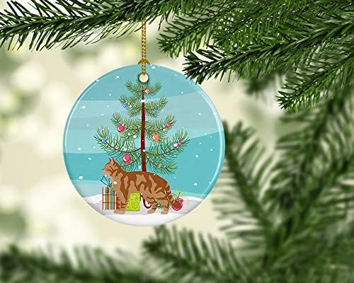Богатства на Каролина CK4557CO1 Американски Wirehair 2 CAT MERRY CHINGLE CERAMIC украс, украси за новогодишни елки, виси украс за Божиќ,