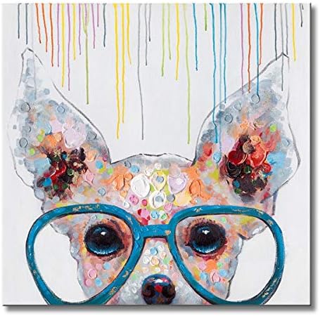 Libaoge 1 панел постер насликани маслени слики платно wallидна уметност шарено куче со очила животни модерни апстрактни уметнички