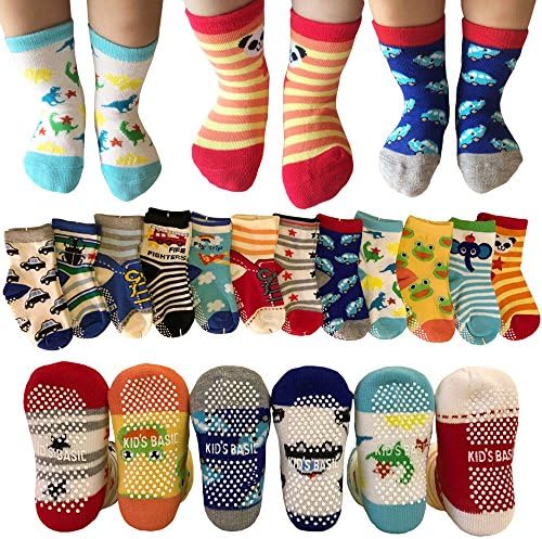 6 пара чорапи против лизгање на бебиња со мали деца со зафат за 12-36 месеци