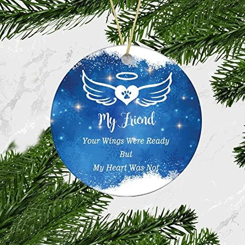 Пријател на Арогелд, сина ангелска крилја керамички Божиќни украси Божиќни орнаменти на ангел 2021 двојно еднострано за загуба