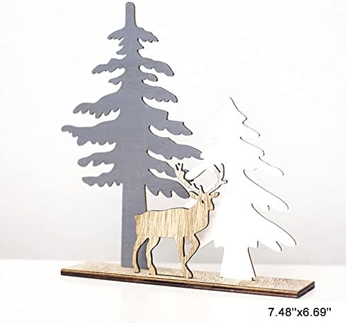 Хатист 2 парчиња дрво занаетчиски ирваси Божиќни маса украси за затворен простор, 2022 г.
