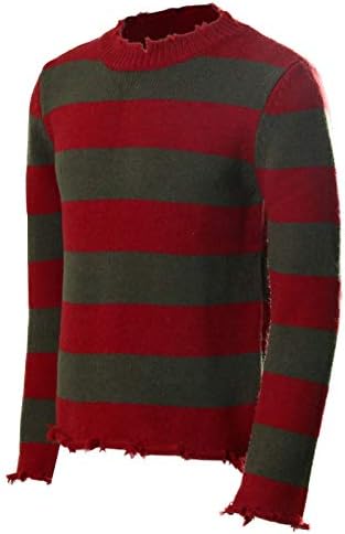 Машки џемпер од Фреди, шарена џемпер од џемпер, плетен кошмар на Елм Св Ноќта на вештерките Фенси костум