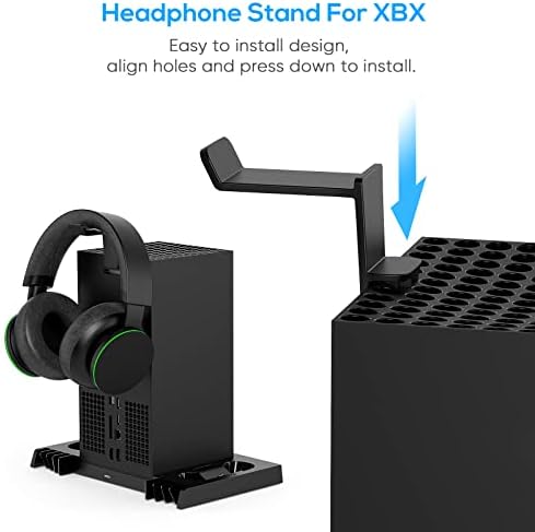 Стенд за ладење за Xbox Series X со 2 пакувања за филтрирање на прашина и гумени приклучоци за прашина и затегнувања на палецот на џојстик