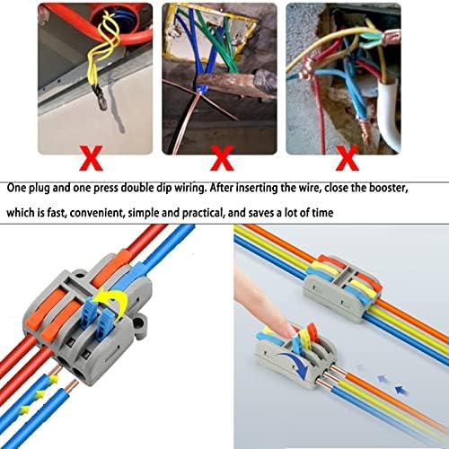 Конектори за жица од 65 парчиња рачка за жица за цврсти и заглавени проводници- конектори за жица на рачката- Електрични конектори со
