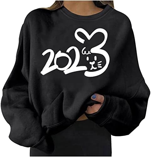 2023 џемпери за пулвер за жени, женски симпатичен зајак преголем раглан кошула зајаче цртан филм графички туничен блуза Топ блуза