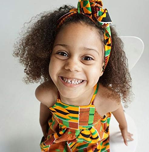 Дете за бебиња девојки африкански отпечатоци од рамо за коса, принцеза обичен фустан Први фустани за