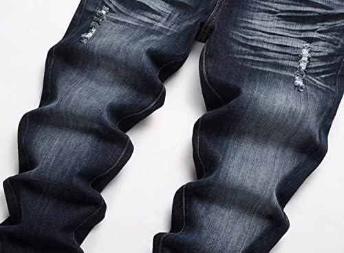 Hengao Mens Fashion Slim Fit Skinny уништени искинати фармерки