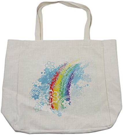 Торба за шопинг на Виножито Амбесон, креативна детска уметничка илустрација на грангиски шарени линии и цвеќиња, печати, еколошка