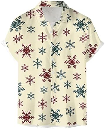 Мажи се обични кратки ракави есенски зимски Божиќ 3Д печатени кошули модни врвни кошули со блузи кои работат кратки 5