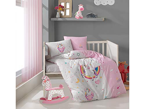 памук за постелнина за бебиња со еднорог тематски расадник за кревет за бебиња, креветче за постелнина за девојчиња, дувет -покривка