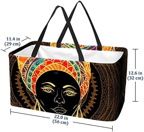 Кошар за еднократно шопинг, африканска жена, преносна виткање пикник намирници, торбички за перачки, торба за торбичка за купување