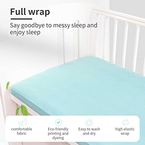 WLKQ Органско памучно креветче вграден лист, сет од 2 опремени чаршафи за креветчиња за бебиња, лесна, сноп-фит, најмек вграден кревет