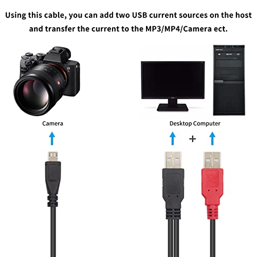 DUTTEK USB2. 0 До Микро USB Кабел, Двојна USB 2.0 Машки До Микро USB Тип Машки Y Сплитер Кабел Поддршка Напојување И Пренос На Податоци за Десктоп,