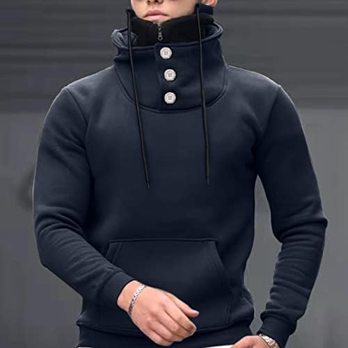 ДСОДАН МЕНС Зимски модни модни модни толменек копче за пулвер, мулти слој со високи јаки џерси џемпери Атлетик спорт пуловер