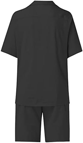 Сет за машки кошули на YMoSRH, 2 парчиња постелнина постави Облека за плажа копче надолу кошула и панталони за летни обични облеки