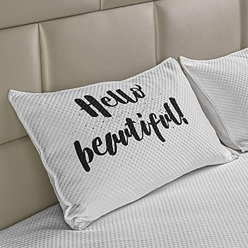 Ambesonne здраво плетена ватенка перница, рачно нацртано писмо за букви романтични инспиративни зборови печати во црна боја на мали точки,