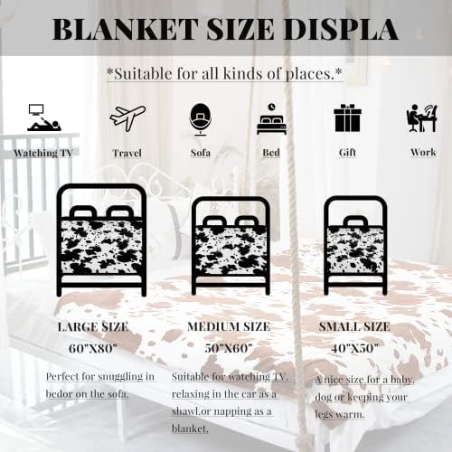 Cow Print Blanket Soft Fleece Flannel Lightweight Throw Dog Blankets Warm Plush Cute Brown Cow Throw Blanket Sofa Couch Bed Camping Travel Cow Bedding Boys Girls Pet Adults 50x60 inch