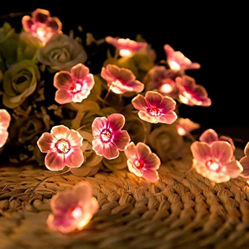 Iieastest вештачки розов цреша цвет цвет LED самовила светла светла батерија со осветлена венец за Божиќни украси Нова година подарок