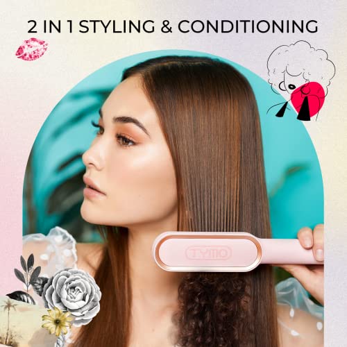 Tymo Ring Ring Pink Hair Streterener Четка + Спреј за заштита на топлина на тимо за коса