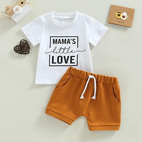 Облека за бебешки деца од фиома мама мама мал другар маица маици врвови џогерски панталони шорцеви поставени летни облеки