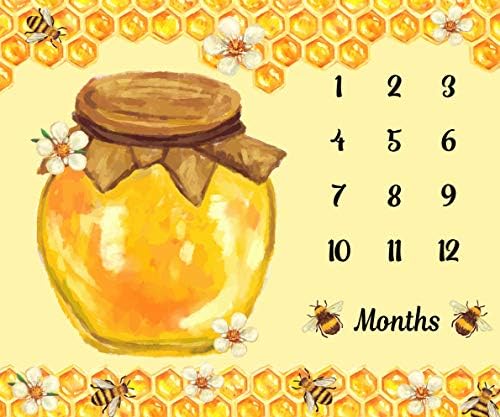 Тема на пчели Месечно ќебе за пресвртница, мека фланела 48x40in, потекло од мед тегла, подароци за новороденчиња, подигач за раст на туш