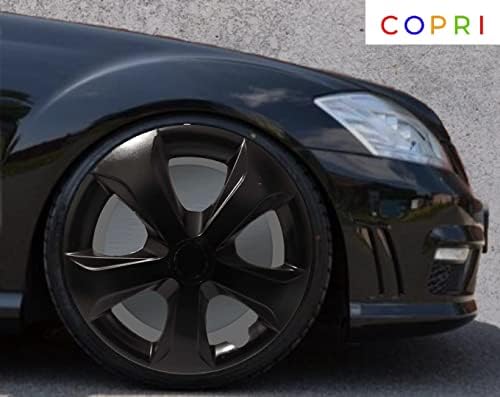 Копри сет од покривка од 4 тркала од 14 инчи црна Hubcap Snap-on одговара на Toyota Yaris Prius