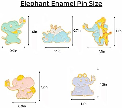 Хаику 5 парчиња слон емајл иглички брошеви, симпатични иглички за ранци, цртан филм за лаптоп, смешни копче за естетско копче за ранец за торбички