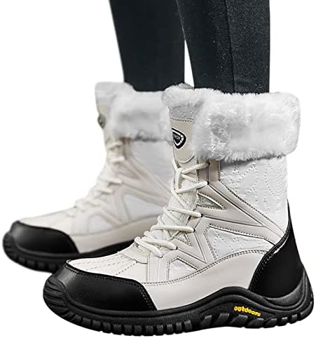 Masbird женски чизми со пета, топло крзно наредени зимски снежни чизми водоотпорни чизми на глуждот на отворено чизми удобни чевли