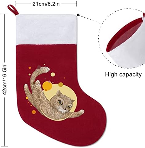 Мачка мува простор Божиќни чорапи порибување на Божиќни дрвја Санта украси што висат украси за одмори од камин 16,5 “