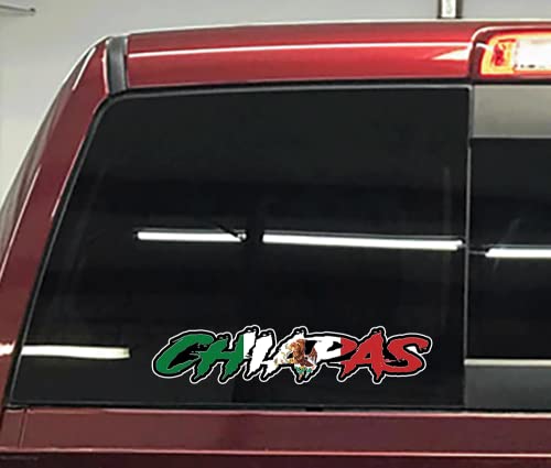 Чиапас Мексико ДЕЦАЛ налепница прозорец за прозорец на шофершајбната за ветробрански автомобил автомобил SUV MX BANDERA Мексиканско знаме