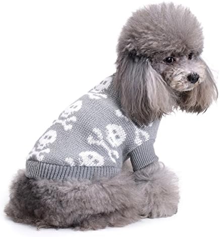 С -животинг череп куче џемпер одморен Ноќта на вештерките Божиќно миленичиња облека мека удобна облека за кучиња - сива