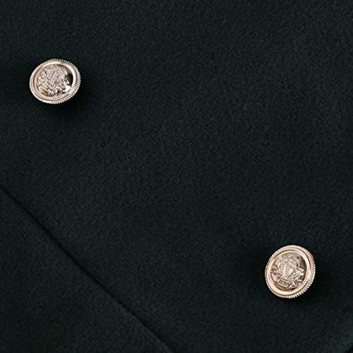 Ruziyoog keatherенска јакна со двојно гради во волнена грашок палто на јака тенок вклопување зимска надворешна облека удобни меки