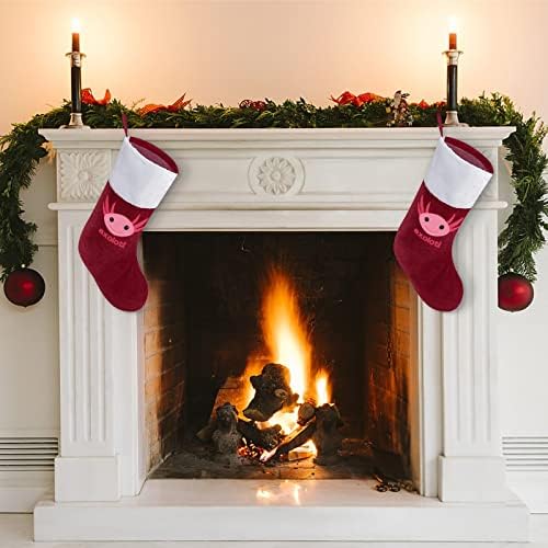 Симпатични аксолотл црвени Божиќни празници за одмор дома украси за Божиќно дрво Камино виси чорапи