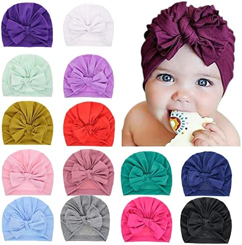 Qiansail Бебе новородено памучно турбан капа од глава, обвивка за новороденчиња, деца девојче, бени капа капа
