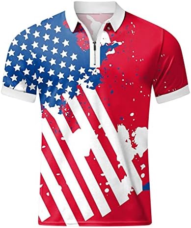 Машко американско знаме Поло кошули Патриотски 4 -ти јули маица лето случајни лабави кратки ракави Гроздобер Туника врвови