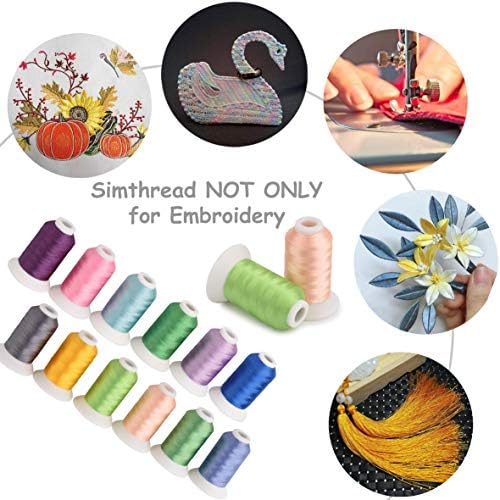 SimThread 1100 јарди Spool 24 Собрани бои Трилобална полиестерска машина за везови за специјални дизајни на повеќето машини за шиење на домашен