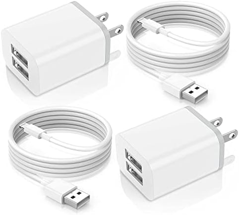 2pack Apple MFI Сертифициран iPhone Charger, iPhone Charger Block Wall Plug Cube со 3FT молња кабел за брзо полнење кабел за полнење со јаболко