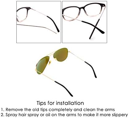 ДС. Опликантен стил на очила за очила за очила за очила за метална рамка 6 пара парчиња силиконски уво чорапи цевки за замена