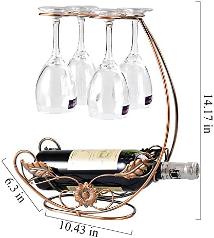 Countertop решетката за вино со стаклена држач за слободно таблета за вино со чаши за вино