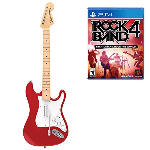 Луд Катц Рок Бенд 4 Безжичен Fender Stratocaster Controller и софтверски пакет за PlayStation 4 - Red