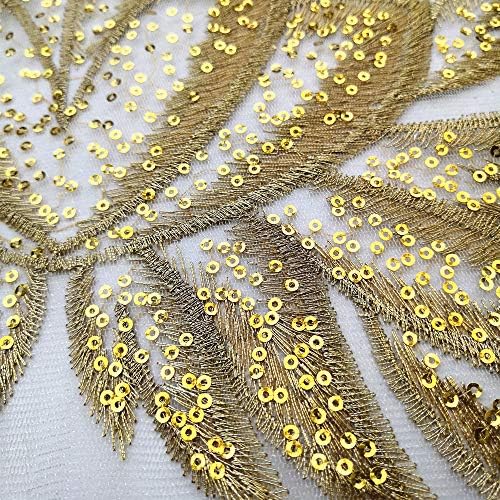 Високо-крајни златни бои секвенци за чипка за лепење, шиење за венчаница жени вечерни носии наметки DIY декорација