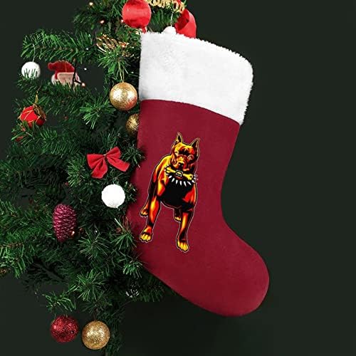 Питбул поп уметност Божиќни порибни чорапи со кадифен камин што виси за Божиќно дрво