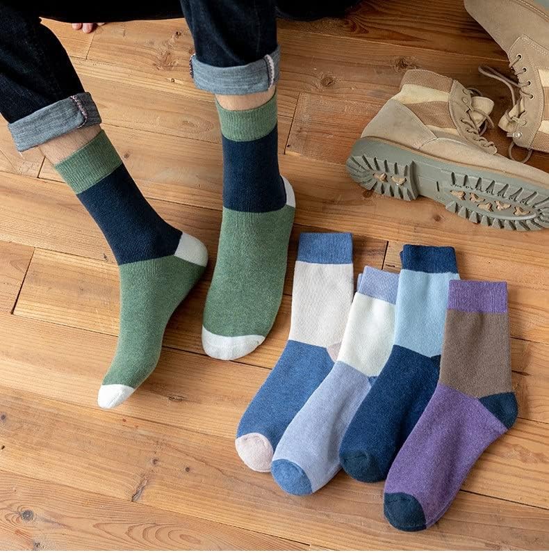 XWWDP 5 пара/лота задеберете ги машките памучни чорапи чуваат топол под меки чорапи термички зимски дебели чорапи за човекот
