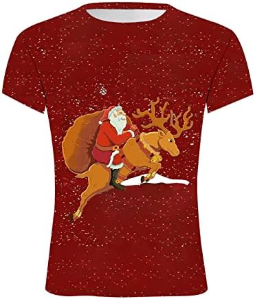 ДСОДАН Божиќни кратки ракави маици за мажи, 2022 Смешна Божиќ Дедо Мраз печати О вратот на врвовите на тренингот дизајнер на маица