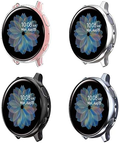 Случајот за заштитник на екранот Јолови, компатибилен за Samsung Galaxy Watch Active 2 44mm Силиконски браник заштитен обвивка за обвивка