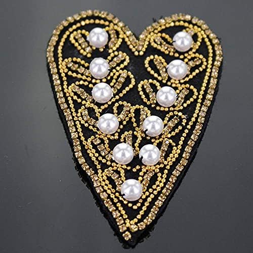 1SET Royal Beaded Diamond Crown Bagges Pearl Crystal Heart Patch Sew на Applice for Shoes Tags Beanies