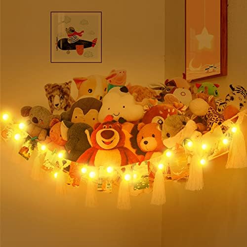 FUNCYboo Полнети Животински Мрежа или Импровизирана Лежалка, вклучувајќи LED светла и куки, Виси полнети животински импровизирана лежалка