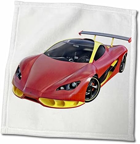 3drose Boehm Graphics Car - супер брз црвен и жолт тркачки автомобил - крпи